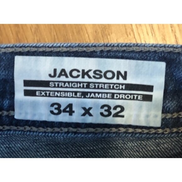 Buffalo David Bitton Jeans Mens Jackson Straight Stretch 34x32 Blue Denim 99% Co - Picture 3 of 6